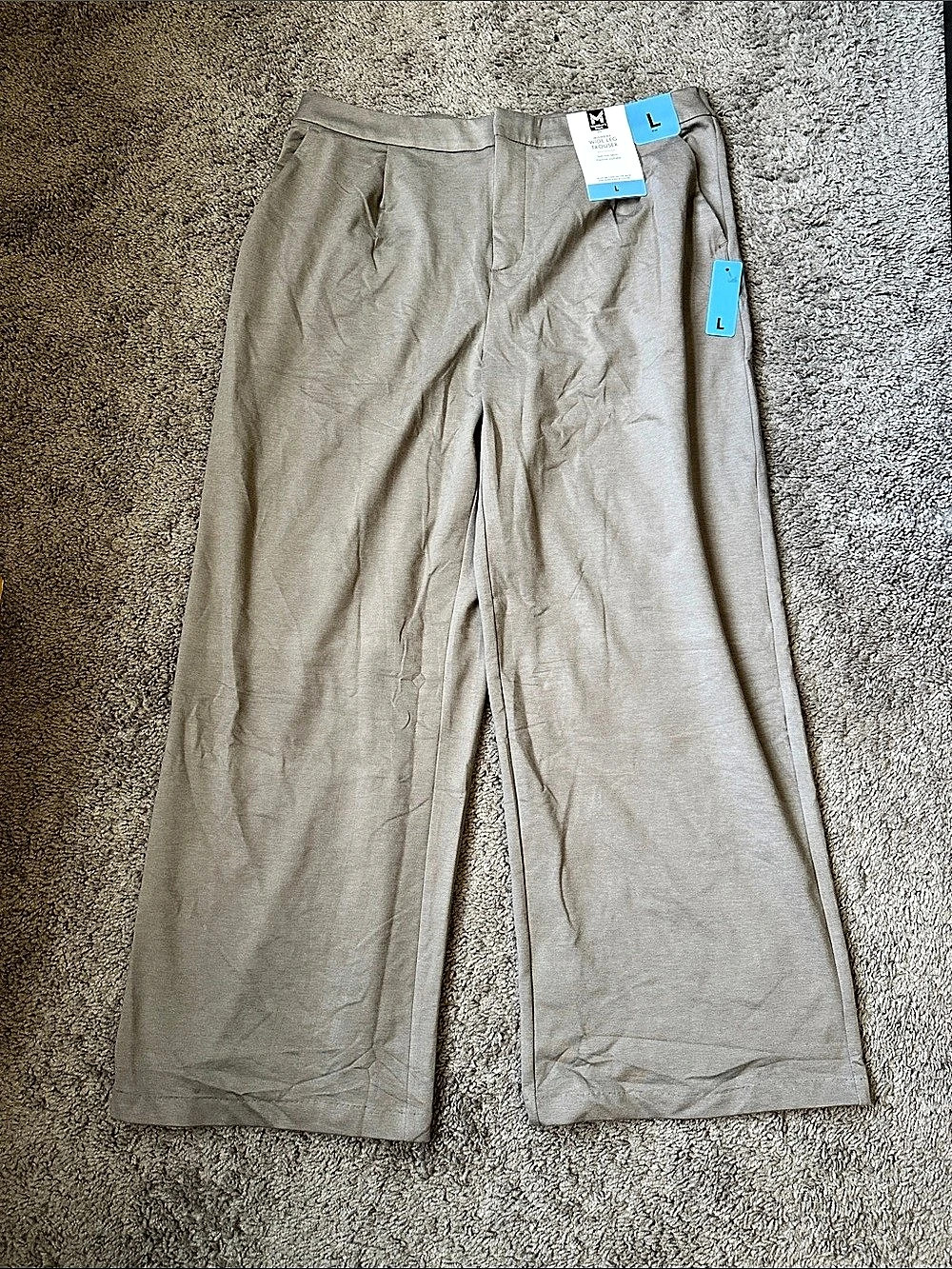 Member's Mark Women's Soft Knit High Waisted Wide Leg Trouser Brown Large